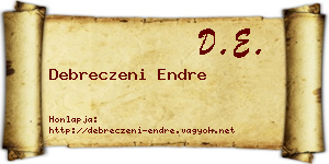 Debreczeni Endre névjegykártya